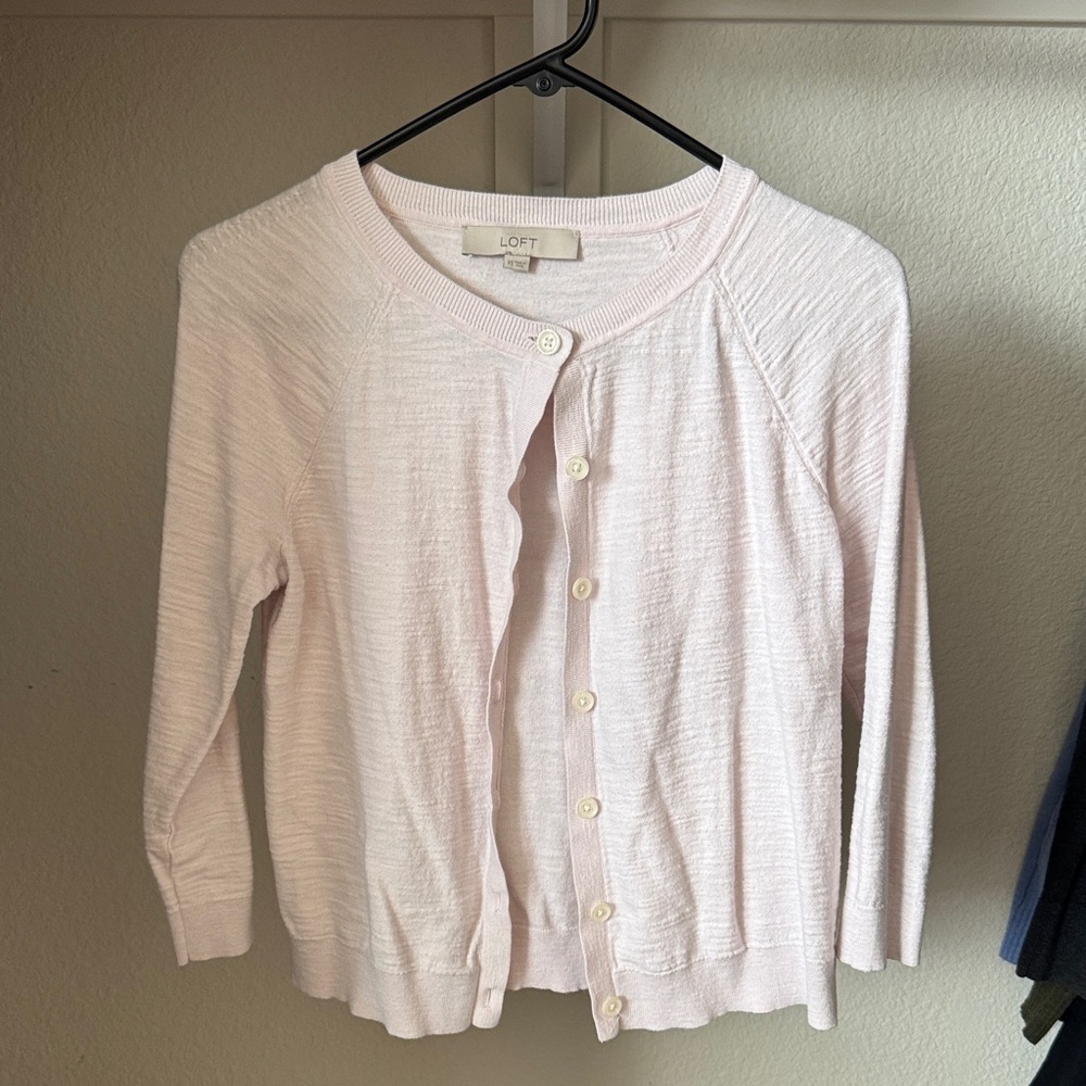 LOFT Soft Pink Knit Cardigan